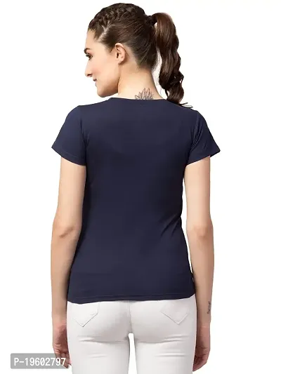 Gibbs Women's T Shirt Regular fit Round Neck Half Sleeve Cotton T Shirt for Womens (Navy Blue, Medium)-thumb3