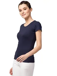 Gibbs Women's T Shirt Regular fit Round Neck Half Sleeve Cotton T Shirt for Womens (Navy Blue, Medium)-thumb1