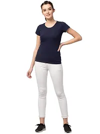 Gibbs Women's T Shirt Regular fit Round Neck Half Sleeve Cotton T Shirt for Womens (Navy Blue, Medium)-thumb3