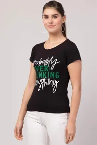 GIBBS Black Printed T Shirt for Womens  Girls Over Thinking T-Shirt XXL-thumb1