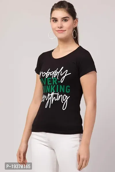 GIBBS Black Printed T Shirt for Womens  Girls Over Thinking T-Shirt XXL-thumb2