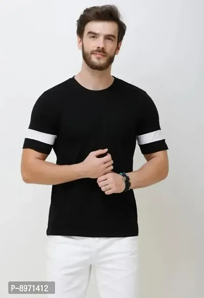 Stylish Cotton Colourblocked Round Neck T-shirt For Men
