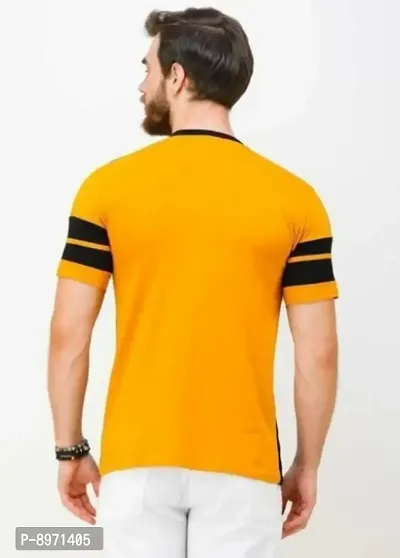 Stylish Cotton Colourblocked Round Neck T-shirt For Men-thumb4