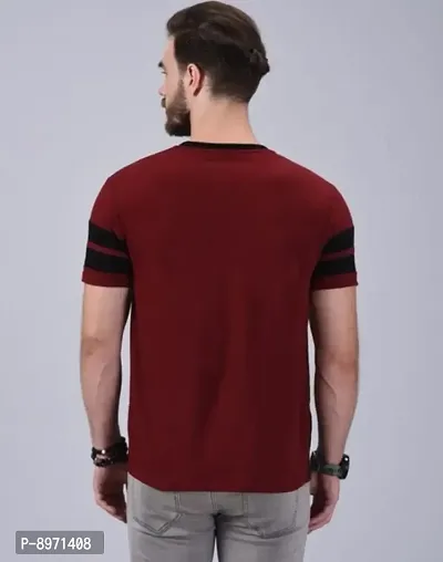Stylish Cotton Colourblocked Round Neck T-shirt For Men-thumb2