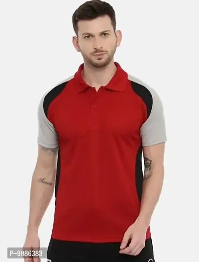 Men Colourblocked Polo T-shirt-thumb0