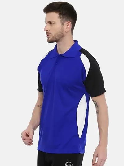 Reliable Colourblocked V Neck Half Sleeves Polos T-Shirt For Men
