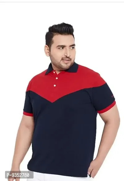 Men Plus Size Colour Blocked Polo T-shirt-thumb0