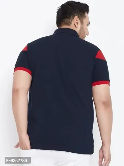 Men Plus Size Colour Blocked Polo T-shirt-thumb3