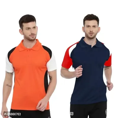 Trendy Comfortable Multicolored Evergreen Polos For Men Combo Of 2