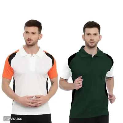 Trendy Comfortable Multicolored Evergreen Polos For Men Combo Of 2