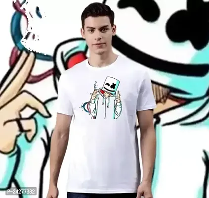 Stylish White Polyester Printed Tees For Men-thumb0