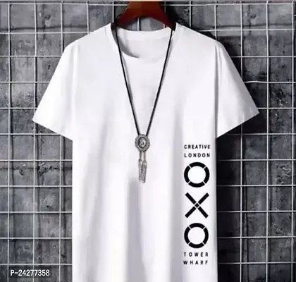 Stylish White Polyester Printed Tees For Men-thumb0