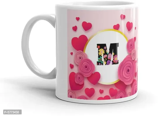 Letter Alphabet M Gift For Girlfriend Boyfriend Couples Mom  Dad Anniversary Printed White Coffee Cup - Unique Cup For Boyfriend/Girlfriend/Husband/Wife To Gift On Birthday Gift4You-thumb0