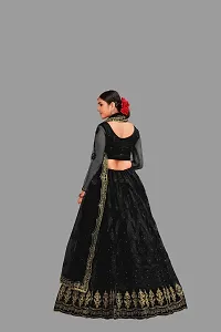 Elegant Black Net Embroidered Semi Stitched Lehenga Choli For Women-thumb1