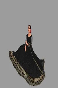 Elegant Black Net Embroidered Semi Stitched Lehenga Choli For Women-thumb3