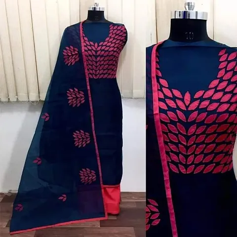 Designer Chanderi Cotton Work Dress Material