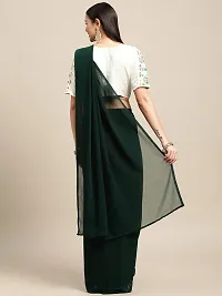 Women's Heavy Embroidery Work Blouse with Plain Dark Green Party Saree-thumb3