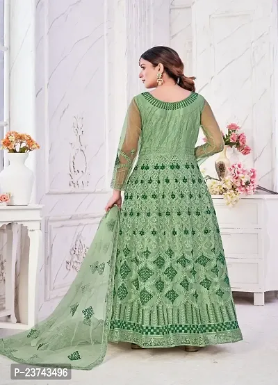 Green Net Embroidery Anarkali Suit For Women-thumb3