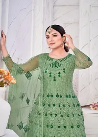 Green Net Embroidery Anarkali Suit For Women-thumb3