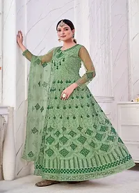 Green Net Embroidery Anarkali Suit For Women-thumb1