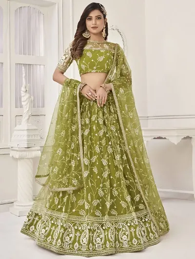 Elegant Art Silk Semi-Stitched Lehenga Choli With Dupatta Set For Women