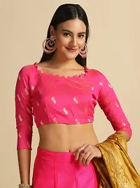 Pink Banarasi silk Lehenga With Panelled Flare For Women-thumb2