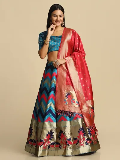 Attractive Women Jacquard Semi Stitched Lehenga Choli