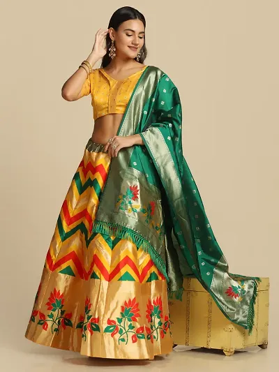 Attractive Women Jacquard Semi Stitched Lehenga Choli