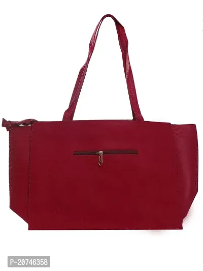 Stylish Maroon Leather Printed Tote Bags For Women-thumb0
