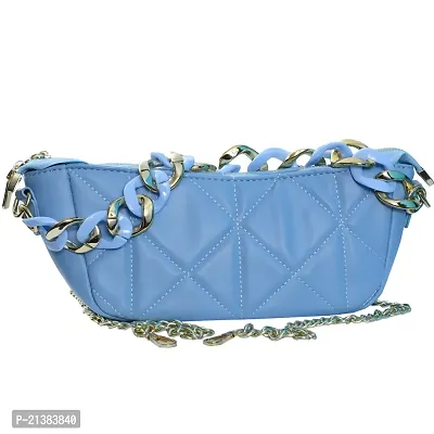 Cool Tag Crossbody Bag Lingge Chain Bag Female Messenger Bag Elegant Texture Zipper Pocket Bag ID Bag Cross-Body Bags (Blue,24x8x18cm) (Dark Blue 24x8x18cm) (Black 24x8x18cm)hellip;-thumb5
