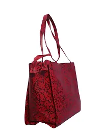 Stylish Red Leather Printed Tote Bags For Women-thumb1