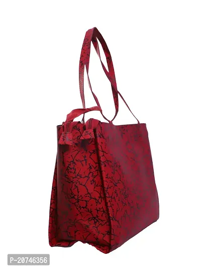 Stylish Red Leather Printed Tote Bags For Women-thumb2