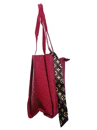 Stylish Maroon Leather Printed Tote Bags For Women-thumb1