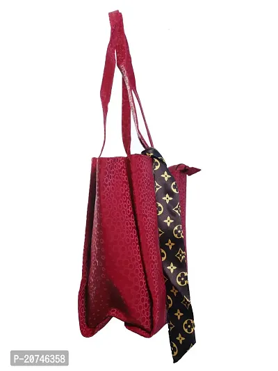 Stylish Maroon Leather Printed Tote Bags For Women-thumb2