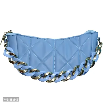 Cool Tag Crossbody Bag Lingge Chain Bag Female Messenger Bag Elegant Texture Zipper Pocket Bag ID Bag Cross-Body Bags (Blue,24x8x18cm) (Dark Blue 24x8x18cm) (Black 24x8x18cm)hellip;-thumb0