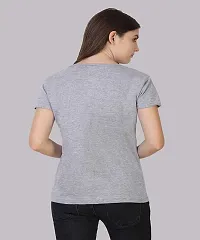 Stunning Grey Cotton Printed Round Neck T-Shirts For Women-thumb1