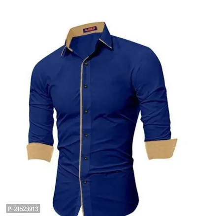 Stylish  Cotton Blend Solid Casual Shirt for Men-thumb0