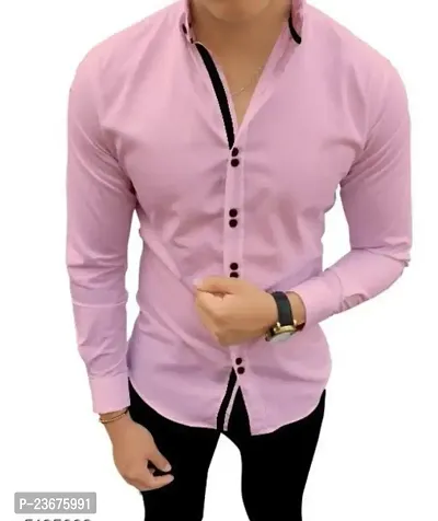 Stylish Solid Regular Fit  Cotton Blend  Long Sleeves Casual Shirt for Men-thumb0