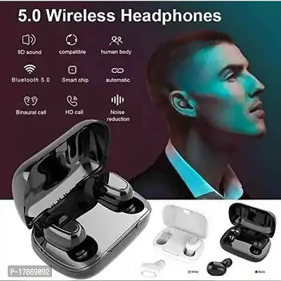 TWS Earbuds Airpod with Wireless Charging Case Earbuds 5.0 Bluetooth Headset With Mic (Black)-thumb4