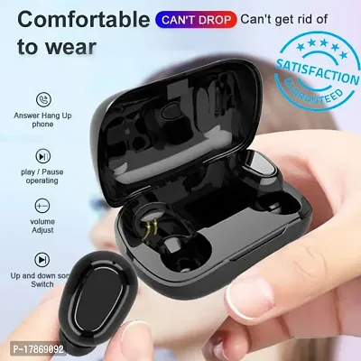TWS Earbuds Airpod with Wireless Charging Case Earbuds 5.0 Bluetooth Headset With Mic (Black)-thumb3