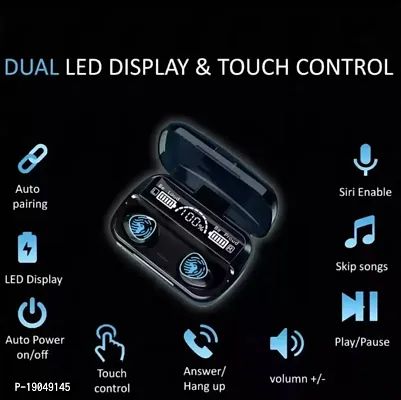 Earbuds Touch Waterproof IP7X LED Digital Display Bluetooth Headset (Black, True Wireless) Earphone With Power Bank in it / M10 TWS-thumb2