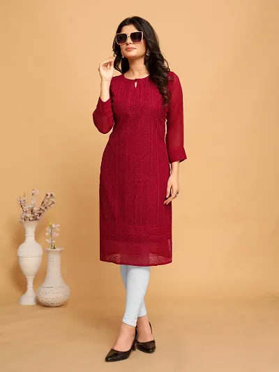 Stylish Georgette Chikankari Kurta Bottom Set