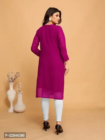 Georgette Chikankari Kurti for Women, Women Chikankari Embroidered Kurta, Georgette Kurti, A-line Kurta, Embroidered Lucknow Chikankari Women Kurti Kurta-thumb2