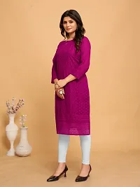 Georgette Chikankari Kurti for Women, Women Chikankari Embroidered Kurta, Georgette Kurti, A-line Kurta, Embroidered Lucknow Chikankari Women Kurti Kurta-thumb2