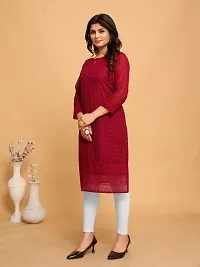 Georgette Chikankari Kurti for Women, Women Chikankari Embroidered Kurta, Georgette Kurti, A-line Kurta, Embroidered Lucknow Chikankari Women Kurti Kurta-thumb2