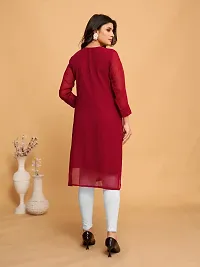 Georgette Chikankari Kurti for Women, Women Chikankari Embroidered Kurta, Georgette Kurti, A-line Kurta, Embroidered Lucknow Chikankari Women Kurti Kurta-thumb1