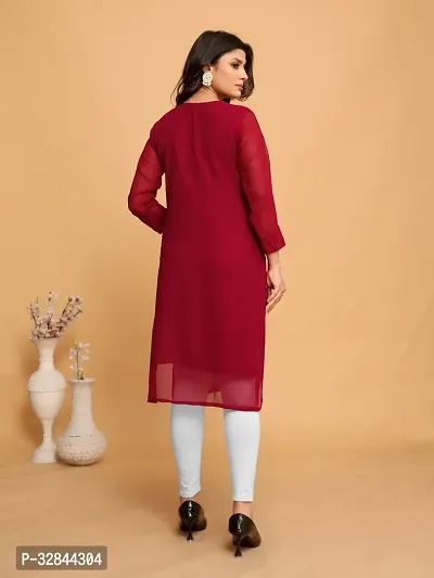 Georgette Chikankari Kurti for Women, Women Chikankari Embroidered Kurta, Georgette Kurti, A-line Kurta, Embroidered Lucknow Chikankari Women Kurti Kurta-thumb2