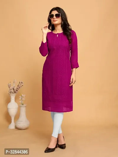 Georgette Chikankari Kurti for Women, Women Chikankari Embroidered Kurta, Georgette Kurti, A-line Kurta, Embroidered Lucknow Chikankari Women Kurti Kurta