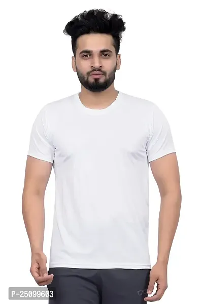 FLASHINGBY Men's Polyester Regular Fit Half Sleeve Round Neck Lightweight Breathable (T-Shirts)