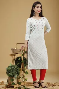 Astya style - JAIPURI BLOCK PRINT New Rayon Women Printed  Stylish Kurta (S,M,L,XL,XXL,3XL) (X-Large) (Small) White-thumb3